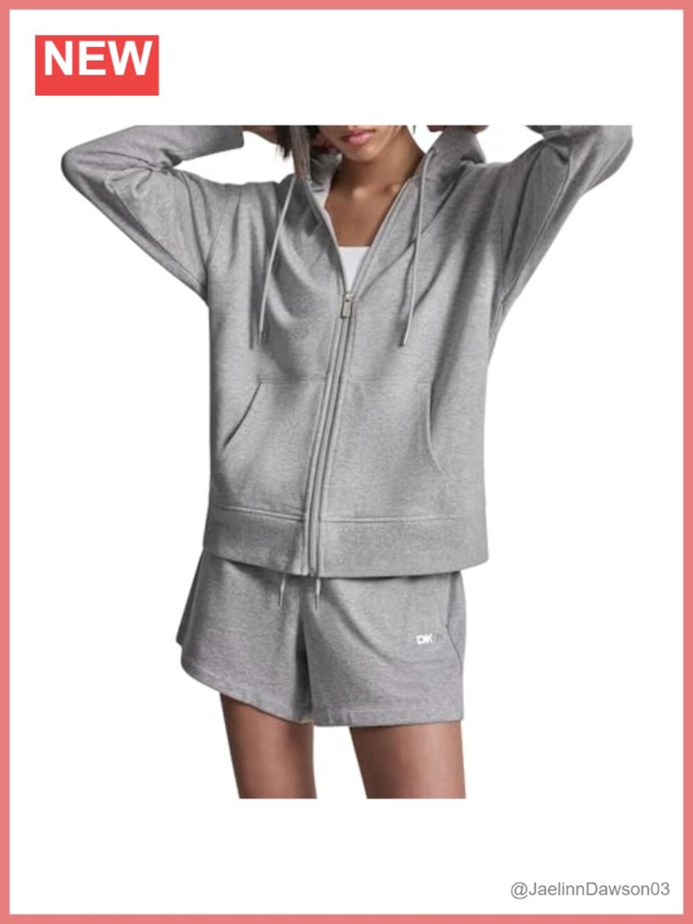 DKNY Foil Logo Full Zip Hoodie With Pockets Long Sleeve Hooded Sweatshirt
